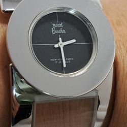 1960s Marcel Boucher NY Paris Lucite Hinged Cuff Bracelet Watch 17 Jewel Wind-Up