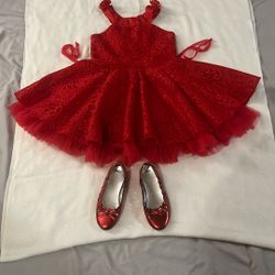 Party Dress Size 4/6 (. From 2 Year To 4 Year) Girls For Girls With Shoes (Size Of Shoes-13) 