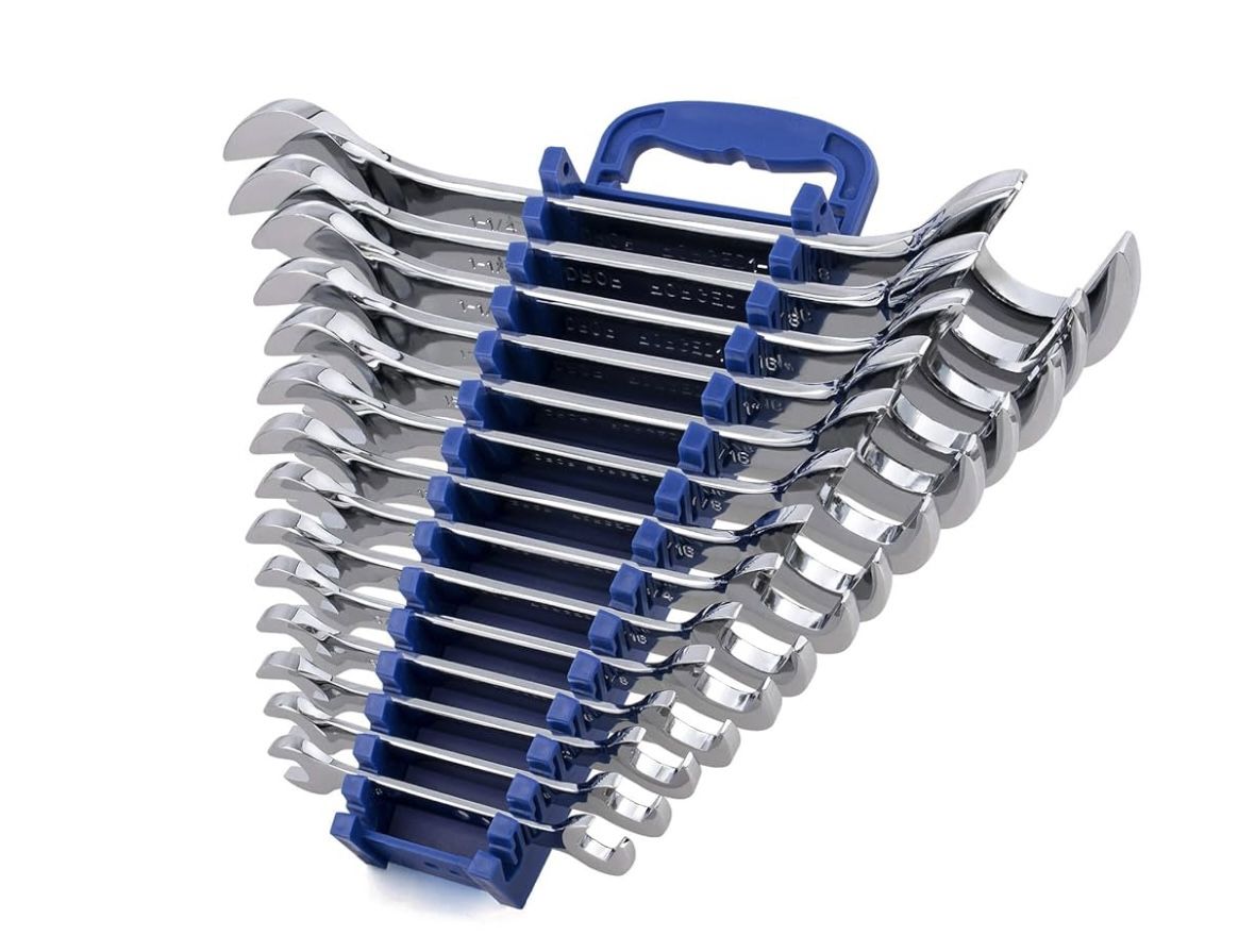 14-Piece Premium Angle Head Open End Wrench Set, Chrome Vanadium Steel
