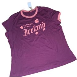 Juniors Peachie Keen Best Girls Are From Ireland Magenta Tee 2X NWT