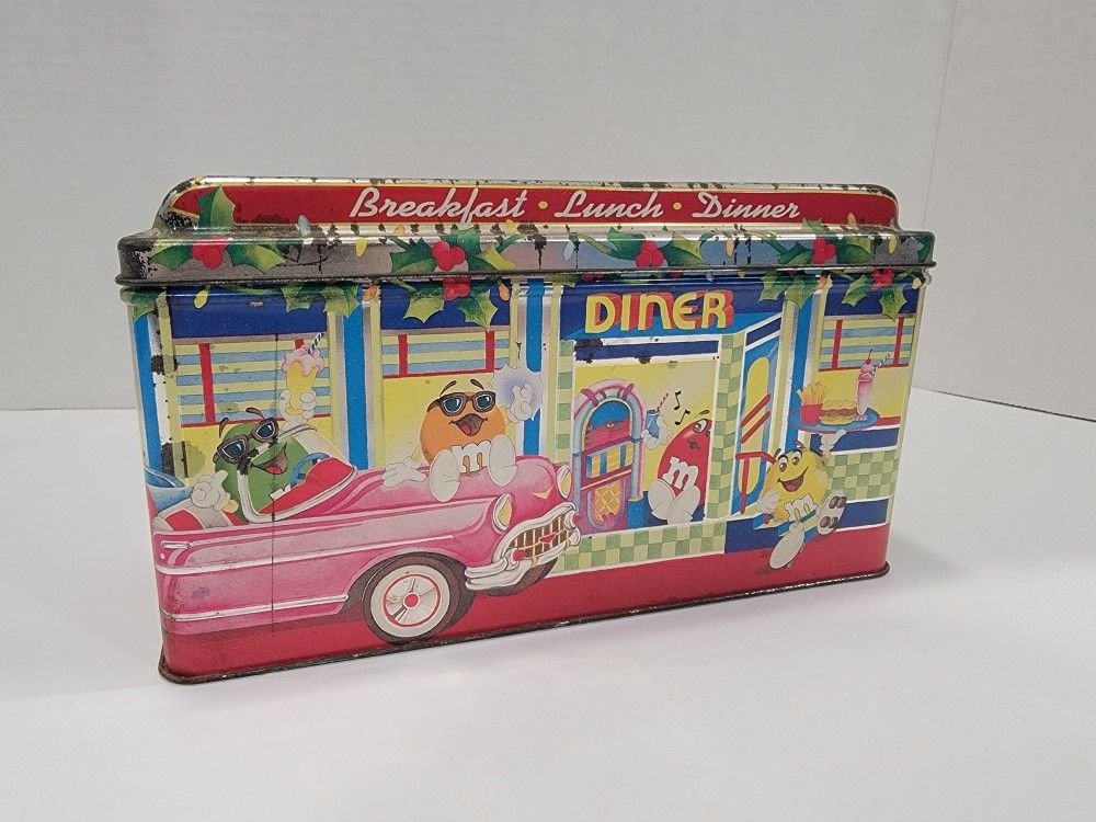 Vintage M&M's Diner #04 Christmas Village Limited Edition Canister 1996 Tin Box