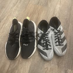 Old used adidas running shoes and spikes