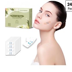 240 cintas de estiramiento facial, cinta de levantamiento de cuello invisible, cintas de elevación facial para levantar la piel flácida, doble barbill