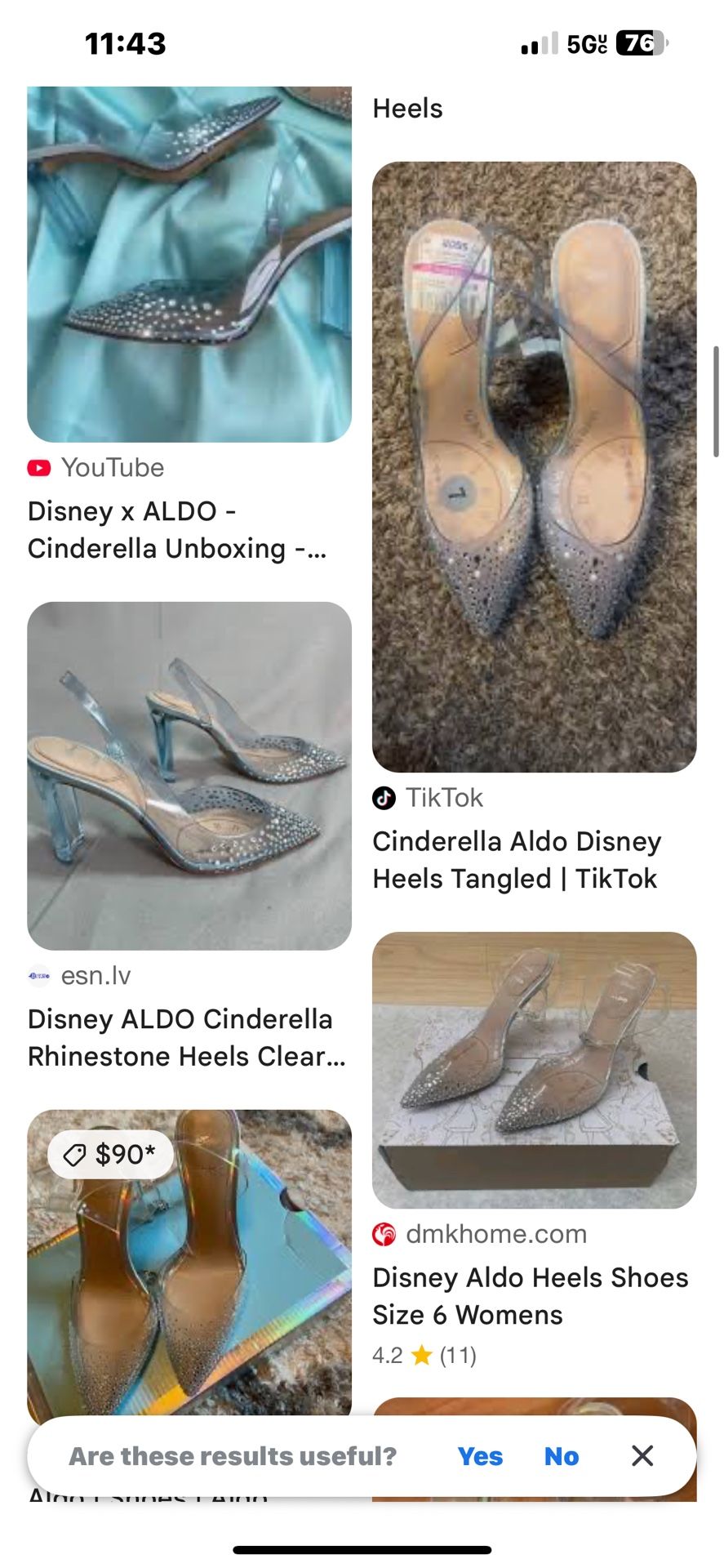 Beautiful Cinderella Aldo Rhinestone Clear Heels Size 10 Fells Like Size 9