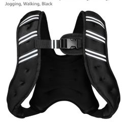 Weight Vest for Men Women, 12lb Adjustable Body Weight Vest, Reflective Stripe for Training, Running, Jogging, Walking, Black