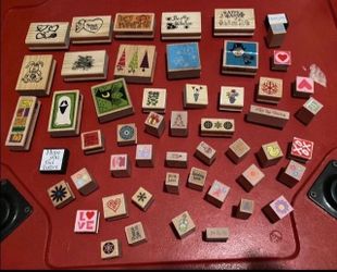 Large lot of wooden craft stamps, new and like new $10 all