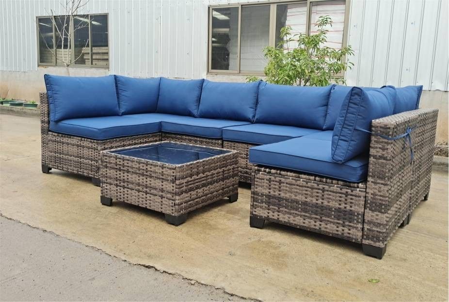 Brand new outdoor patio furniture with Blue cushions