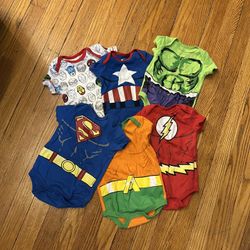 Superhero Newborn Baby Lot Marvel Comic Superman Flash Halloween 