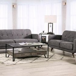Brand New Mid-century Modern Light Gray Living Room Set