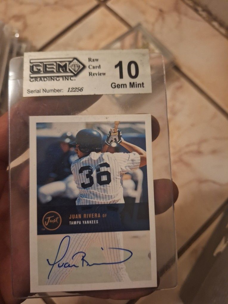 juan rivera autograph graded 10 baseball card