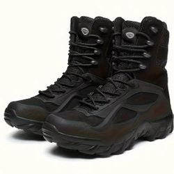 Men’s Black Tactical Boots With Side Zipper 8.5