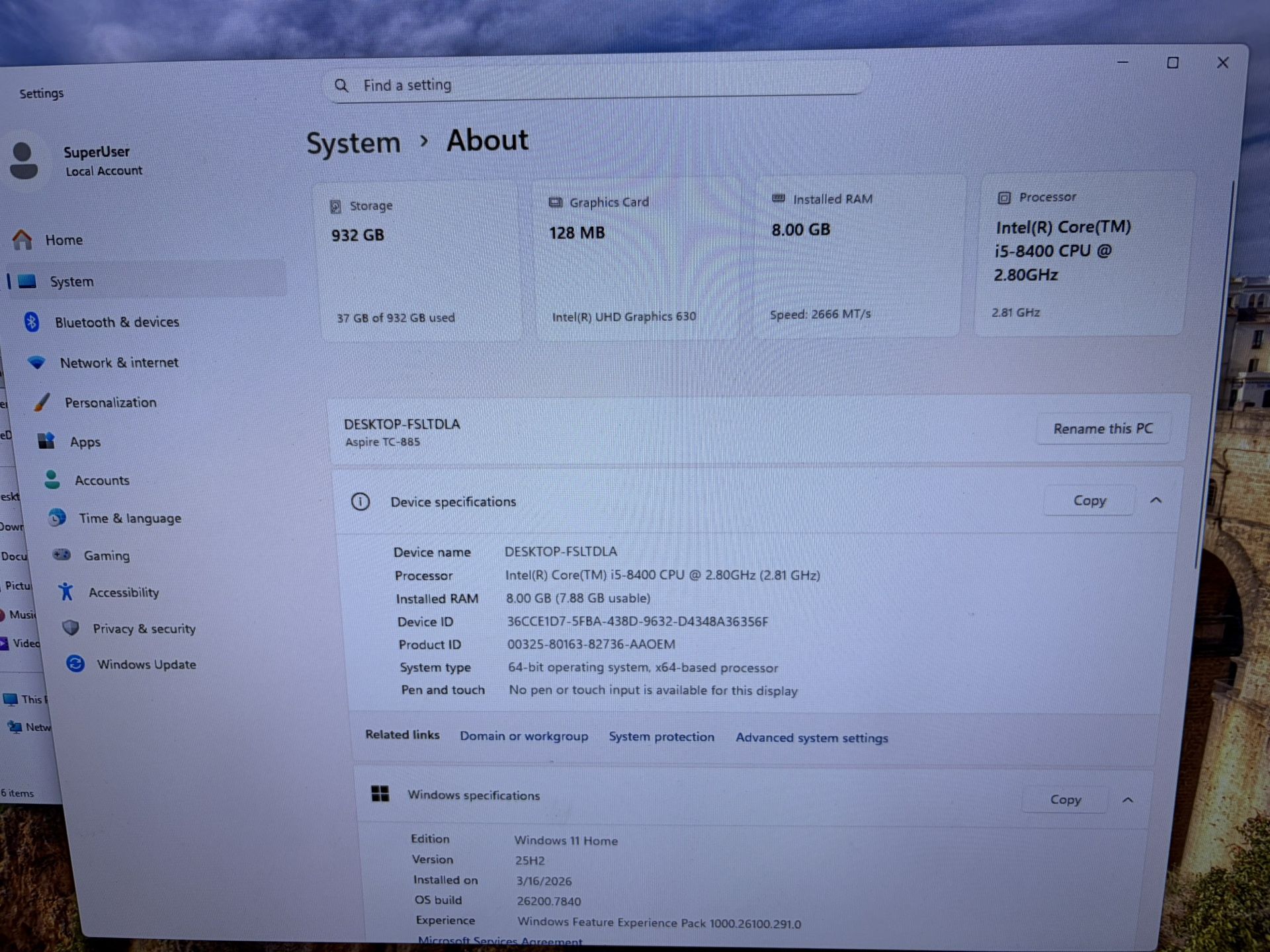 Acer Intel i5 8th gen Windows 11 and Office 2021 Pro