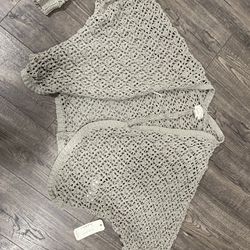 Nicole Miller Artelier Green  Crochet Open Cardigan Sweater Size M Thumbnail