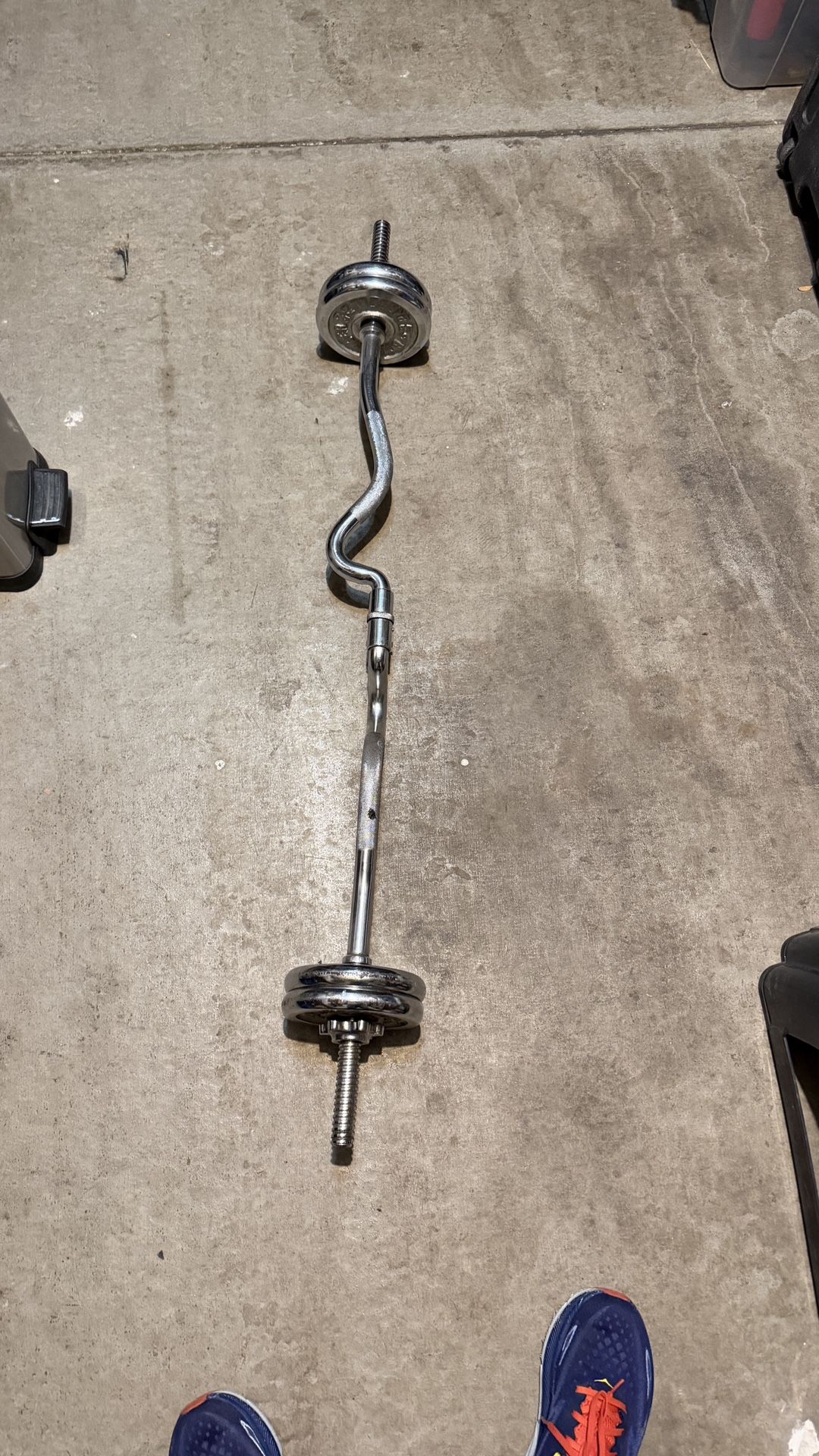 EZ Curl Bar with Chrome Weight Plates – Adjustable Set