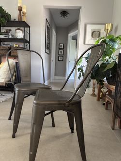 Modern Metal Farmhouse Bistro Cafe Dining Or Kid’s Room Office Chairs Distressed