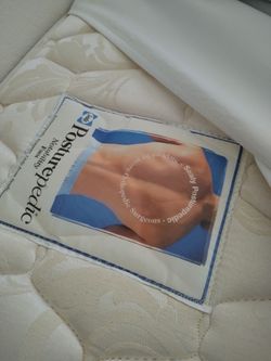 Serta Posturepedic Queen size mattress$80  and Bi-Fold platform Foundation & 3 full queen bedding setts $200