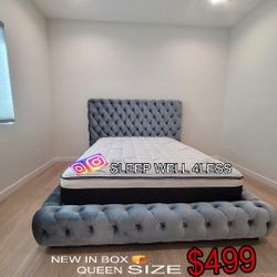 NEW QUEEN BED FRAME AND MATTRESS 
