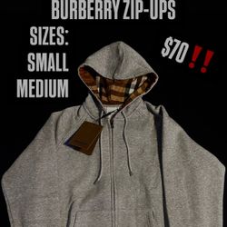 BURBERRY GREY ZIP-UPS