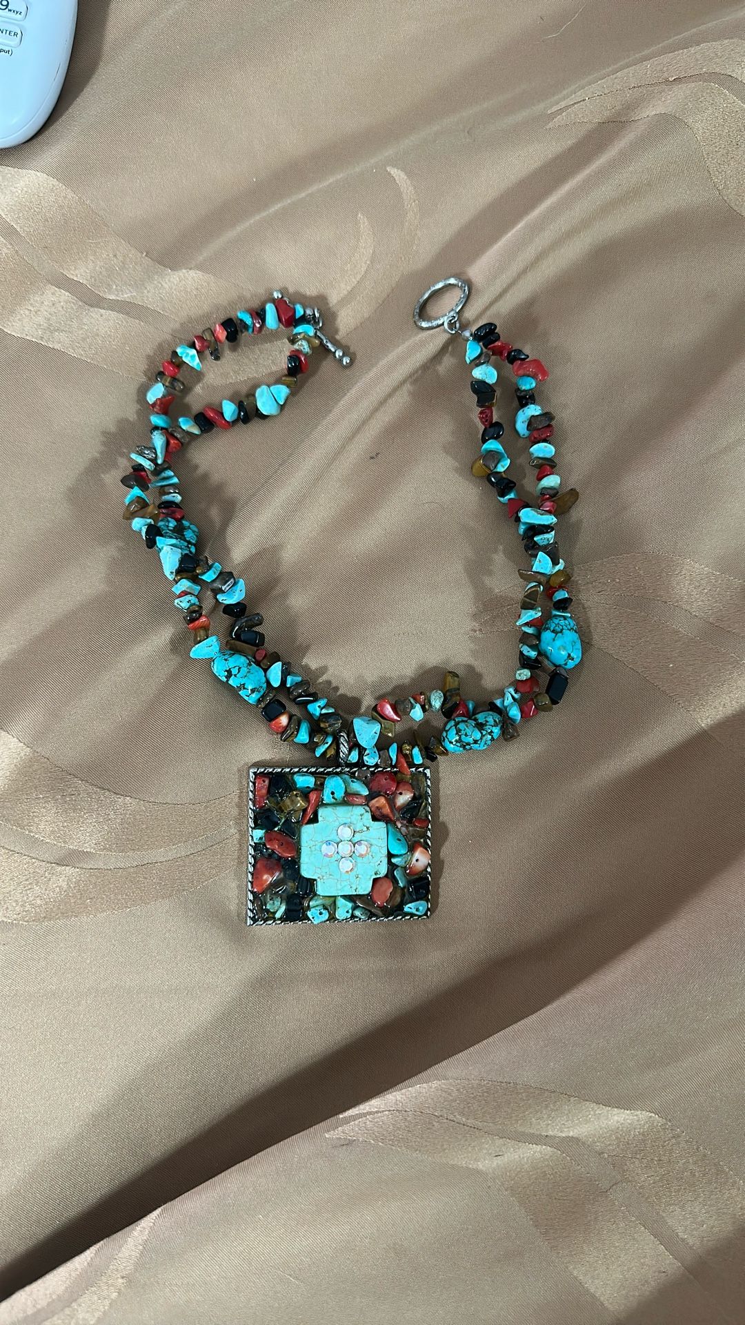 Handmade Turquoise And Cross Necklace