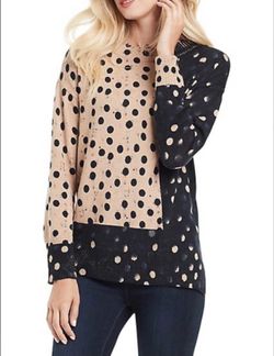 Nic+Zoe Polka Dot Cotton-Blend Sweater size Large
