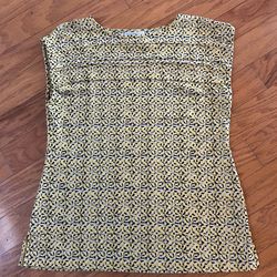 Like new Dana Buchman Women’s Yellow Patterned Cap-Sleeve Top size S