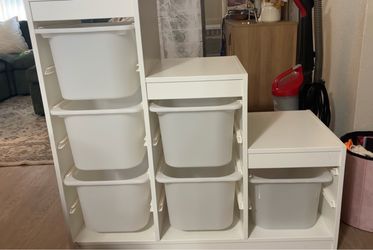 IKEA TROFAST White Storage Unit with Bins