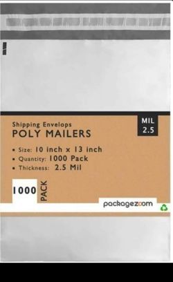 10"x13" plain white poly mailer shipping bags 1000count