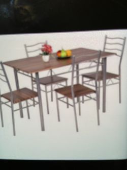 5pcs Wood Metal Dining Table
