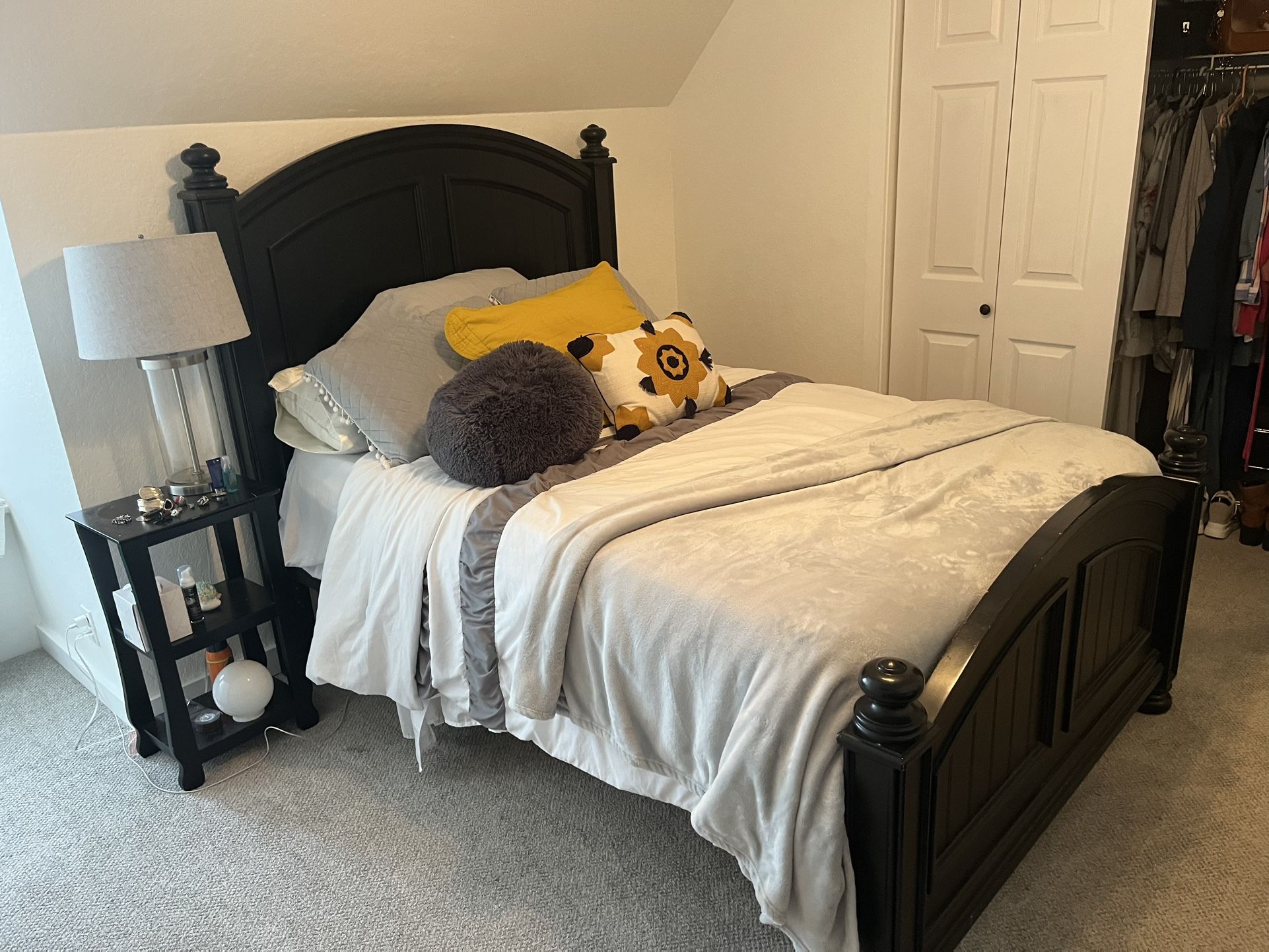 Full Size Bed, Mattress And Side Table
