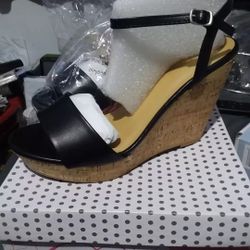 MVE Shoes Womens Stylish Open Toe Wedge Sandals (black) (size 9)