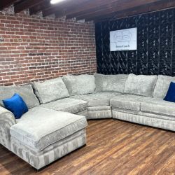 Delivery Available Maceys gray U shape sectional sofa couch