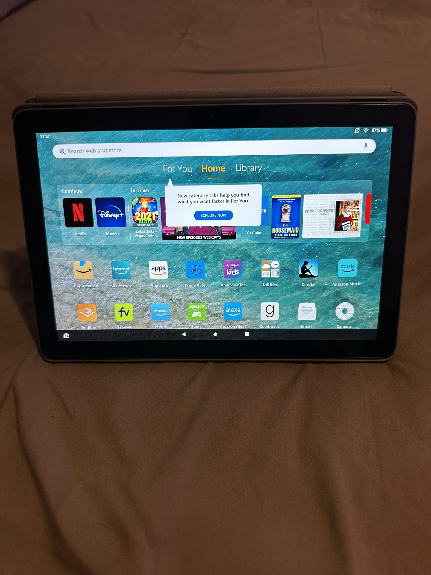 Amazon Fire 10 Tablet With Amazon Case