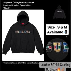 Supreme Collegiate Leather Patchwork  Hoodie