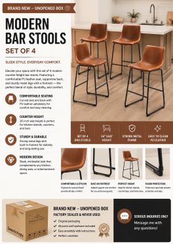 NEW Set of 4 Counter Height Bar Stools – OBO