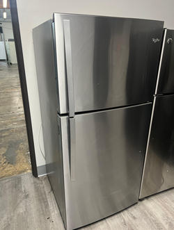 Whirlpool Top Freezer Fridge – Stainless, Glass Shelves