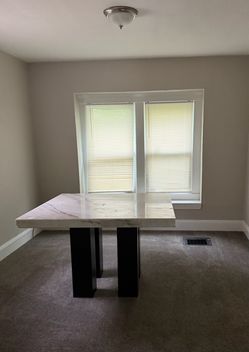 Marble Top Dining Table with Black Legs