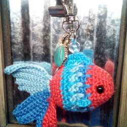 Crocheted Mosaic Goldfish Keychain/Bag Charm