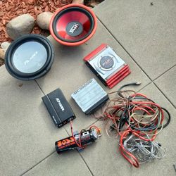 Stereo System And Speakers Wires Battery