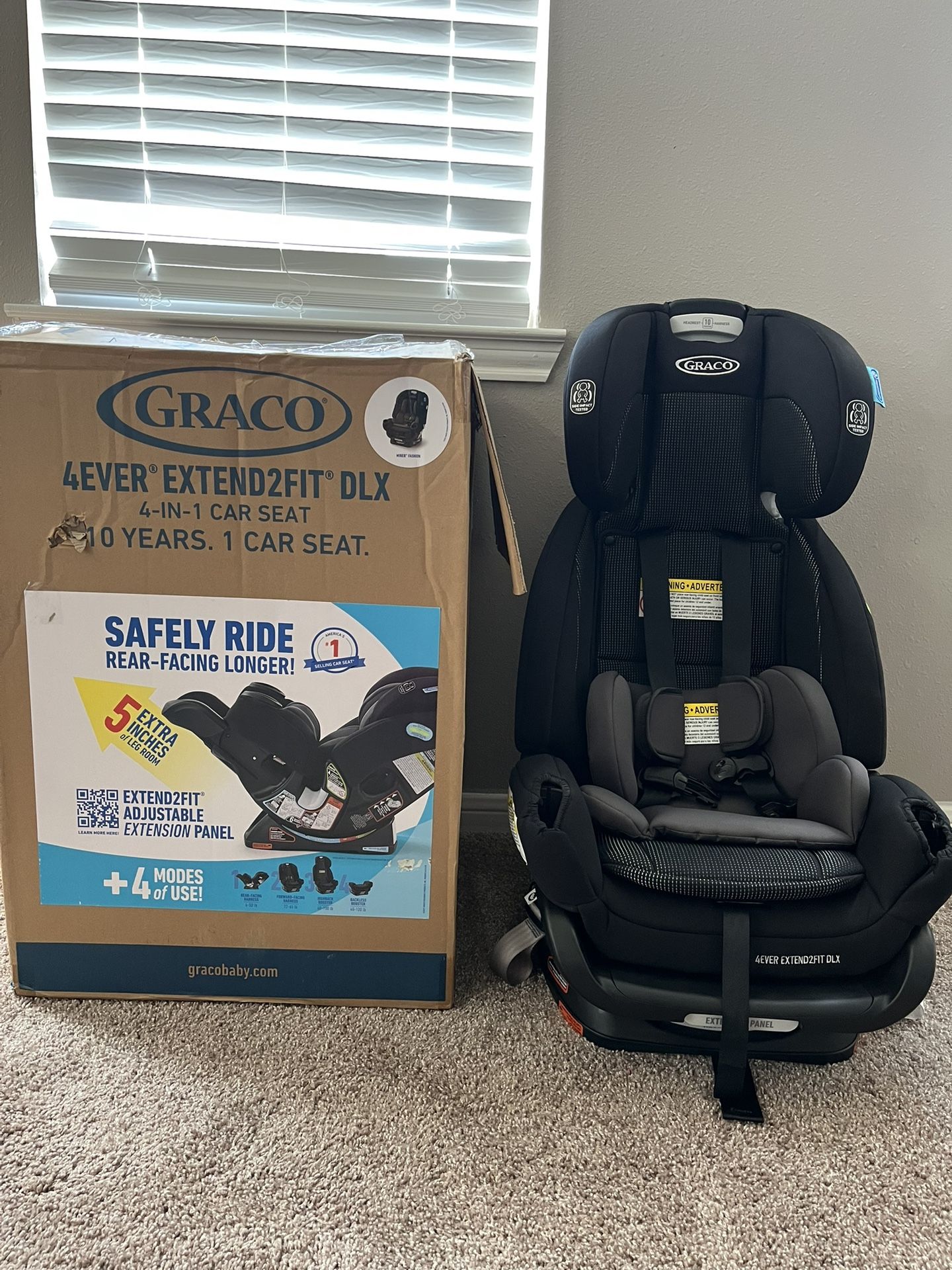 Brand New Graco 4Ever Extend2Fit DLX 4-in-1 Car Seat – In Box!