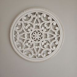 Round Carved Wood Medallion Wall Decor