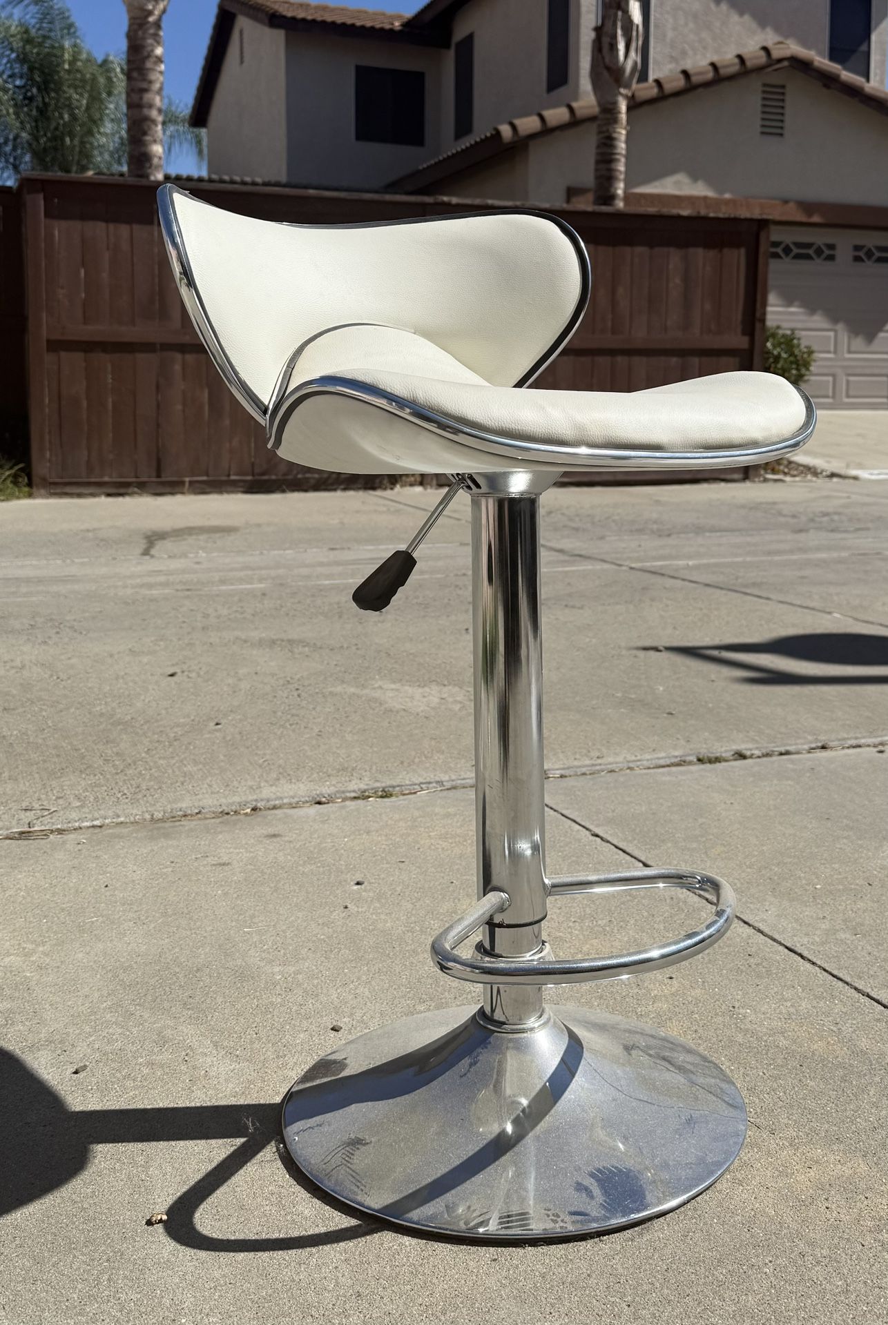 White Leather & Chrome Bar Chairs