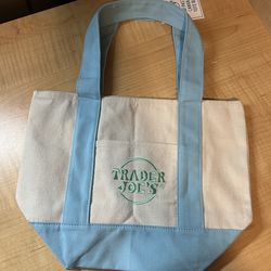 Blue trader Joe's mini canvas tote
