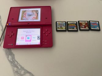 Pink Nintendo DSi Console Bundle, 4 Games + Charger + Carrying Case