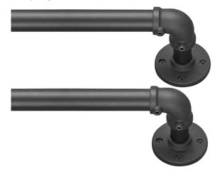 Curtain Rods for Windows 72 to 144, Industrial Heavy Duty Curtain Rods 2 Pack, Wrap Around Black Curtain Rod, Blackout Outdoor Curtain Rod, Room Divid