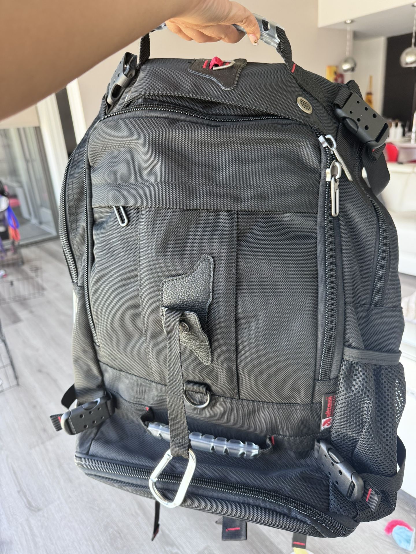 Black Multifunctional Backpack with cover