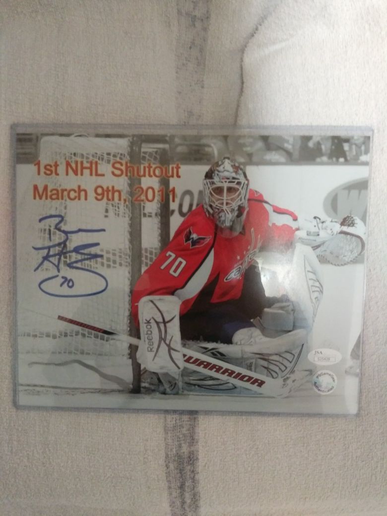 Braden Holtby JSA authenticated 1st NHL shutout 8×10 autograph photo