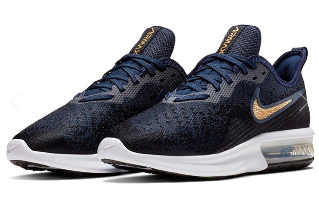 Nike Air Max Sequent 4 Navy & Gold Women's Sneakers Size 9½