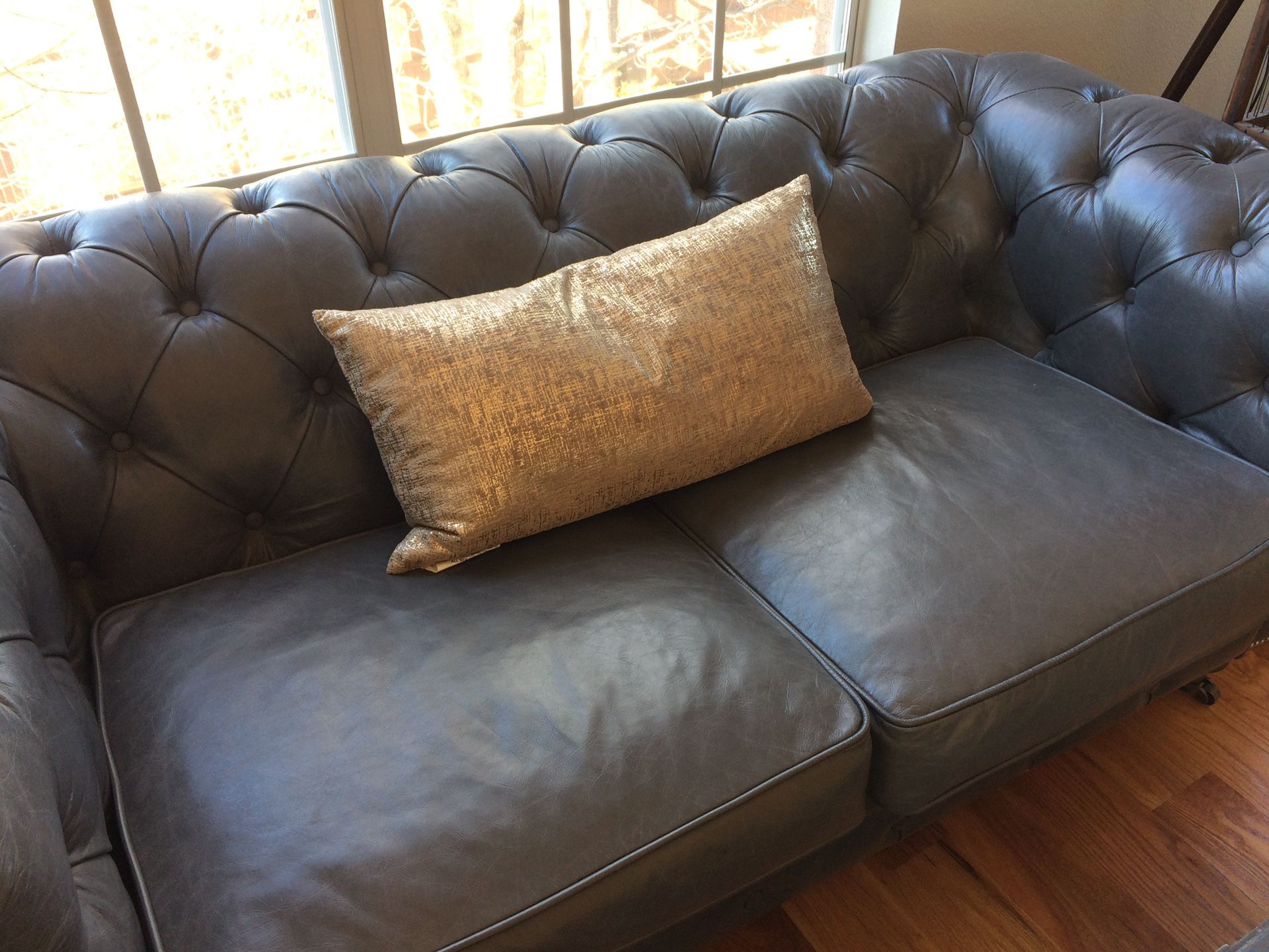 Rare High Quality Waterfowl Feather Velvet Pillow In Gold for Sale in