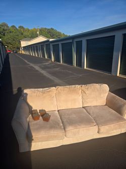 Beige Microfiber 3-Seat Sofa