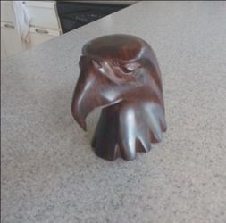 Beautiful hand carved solid wood 6 inch eagle head